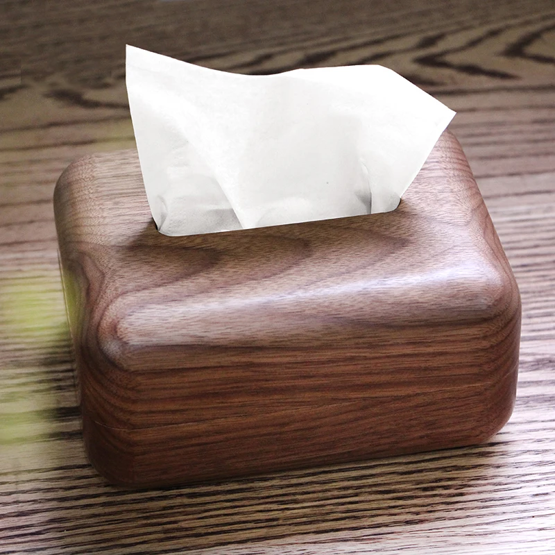 

Japan Style Black Walnut Tissue Box, Creative Removable Tissue Container, Eco Natural Wood Household Table Organizer