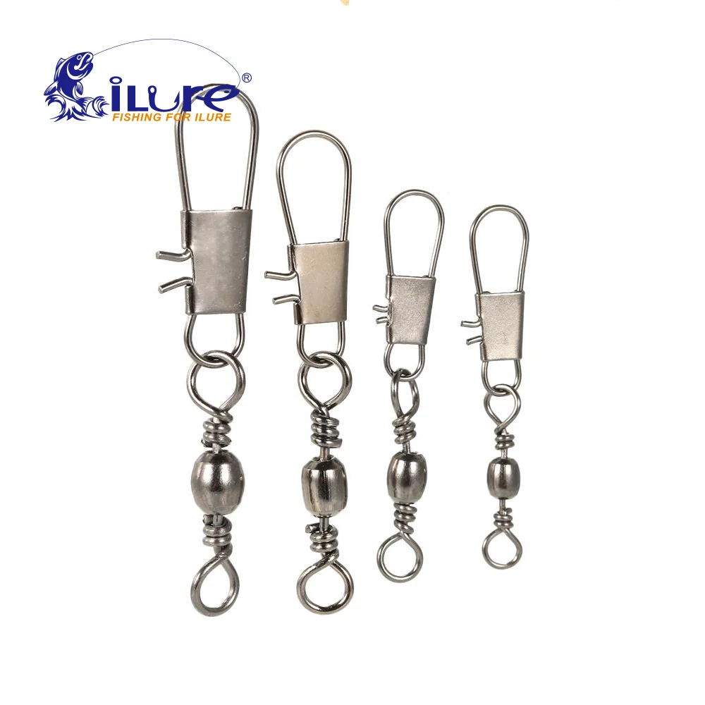 ILURE 50 Pcs/Lot Swivel Snap Lock Fishing Lure Tackles 30mm/35mm/40mm/47mm Fishing Tools Hooks Accessories Plug Copper Swivel