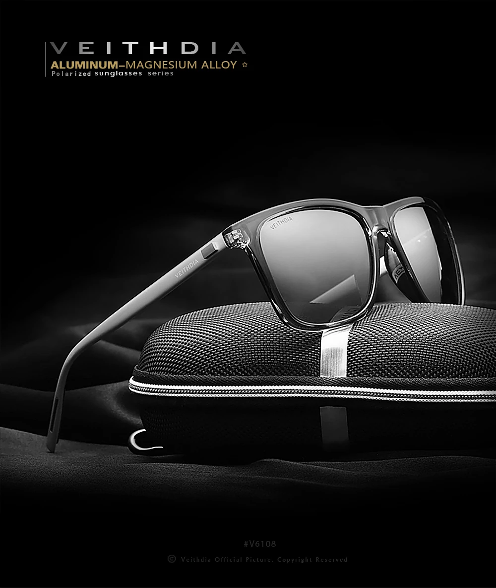 VEITHDIA Unisex Polarisierte Sonnenbrille UV400 TR90 Aluminium-Magnesium Sport Outdoor Vintage Sonnenbrille für Männer und Frauen V6108 – Detail 2