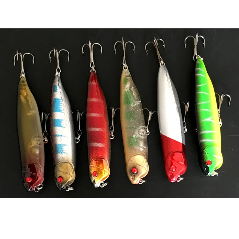 Topwater Zigzag Dog Lure Sea Fishing Bass Catfish Pencil Lures Hard Bait 105mm/11g Lot 6 Pieces Sale