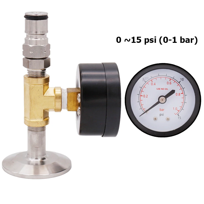 

1.5"TC(50.5mm OD) Beer Fermenter Pressure Monitor & Gas Add Assembly 0 ~ 15 psi Homebrew Conical Fermenter Accessories