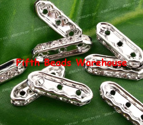 

free shipping AAA quality 7x21mm 3 hole crystal rhinestone spacer bead cap 100pcs/lot R05