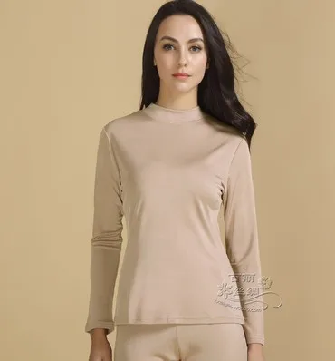 

100% authentic mulberry silk top with thick silk machine and a turtle neck warm long-sleeved lingerie - 3