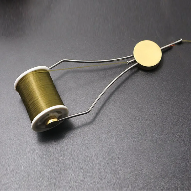 Royal Sissi Round Disc Bobbin holder Standard size thumb grip style bronze grade general fly tying tools taper feet spool holder