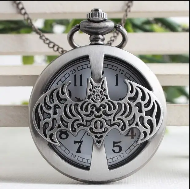 Halloween vampire bats cross watch special biochemical creative quartz pocket watch fob chain gifr po478