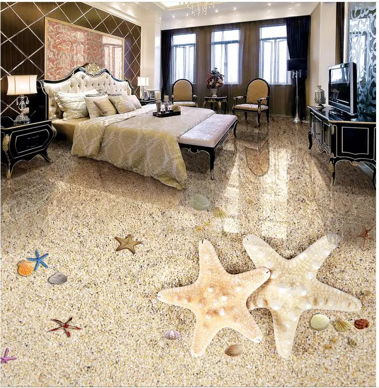 

Custom photo floor wallpaper 3d wallpaper floors Photo wallpaper mural floor beach PVC waterproof floor