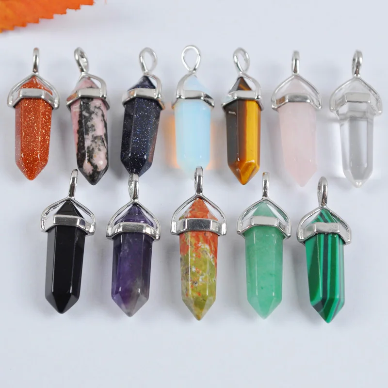 

Mixed Stone Rose Crystal/Tigereye/Opal/Lapis/Amethyst/Rhodonite/Green Aventurine Pendant Jewelry (10 pcs/lot)