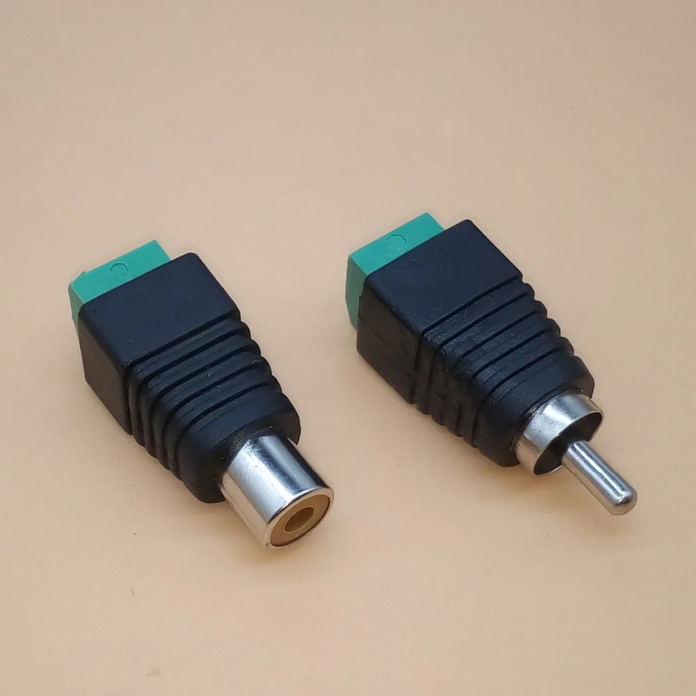 10PCS RCA Connectors Male + Female Plug TO AV Screw Terminal Video AV Balun Adapter Connector