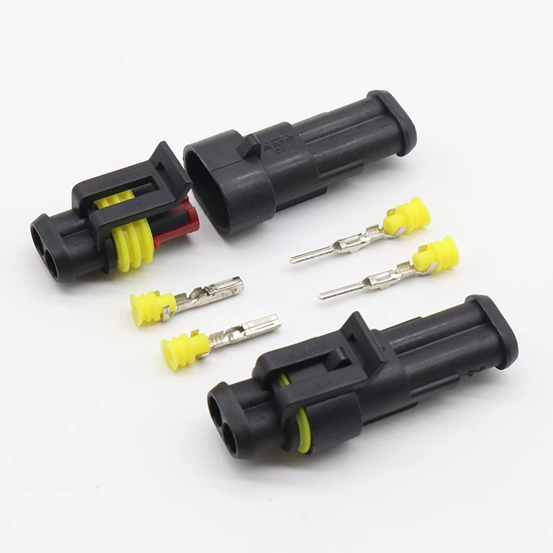 5kits Flame retardancy 2P auto connector waterproof automotive Wire Connector Plug 2 Pins Electrical Car Motorcycle HID