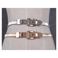 Ouro e Prata Full Metal Elastic Chain Belt para Mulheres, Pin Clasp, Buckle Cintura, Luxury Fashion, Bg-040