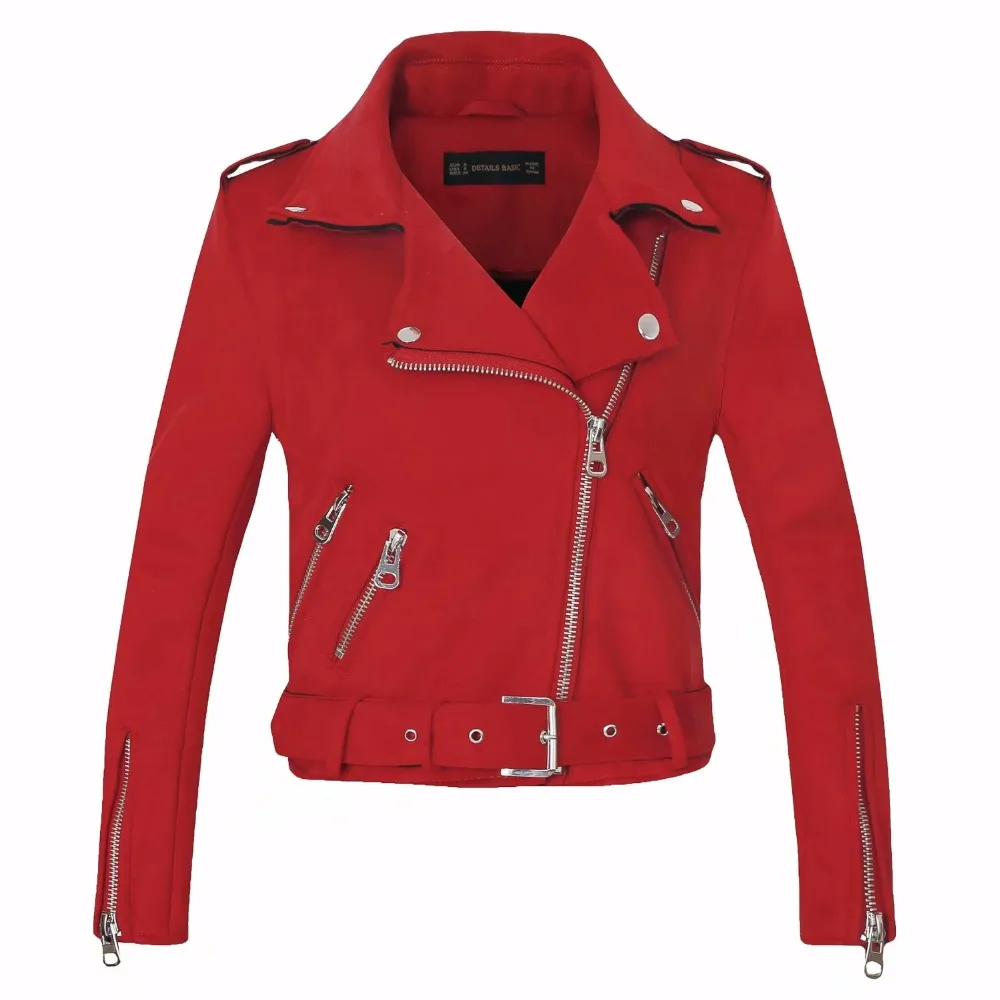 Chaqueta de motocicleta de ante para mujer, abrigo de piel sintética suave, forrado completamente en marrón, con cremallera, nueva moda