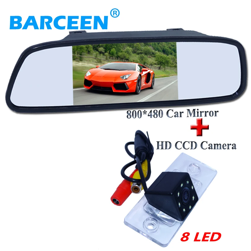 Apply for VW Touareg/old Passat /Polo Sedan 8 led  plastic shell material car  parking camera and  car rearview mirror 5 inch