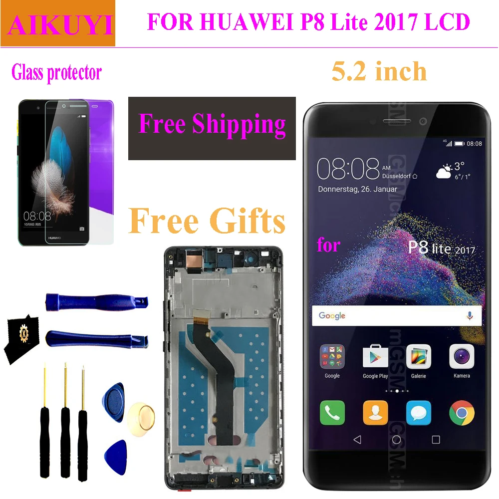 

Для Huawei P8 Lite 2017 PRA-LA1 PRA-LX1 PRA-LX3 ЖК-экран с сенсорным экраном дигитайзер Рамка в сборе