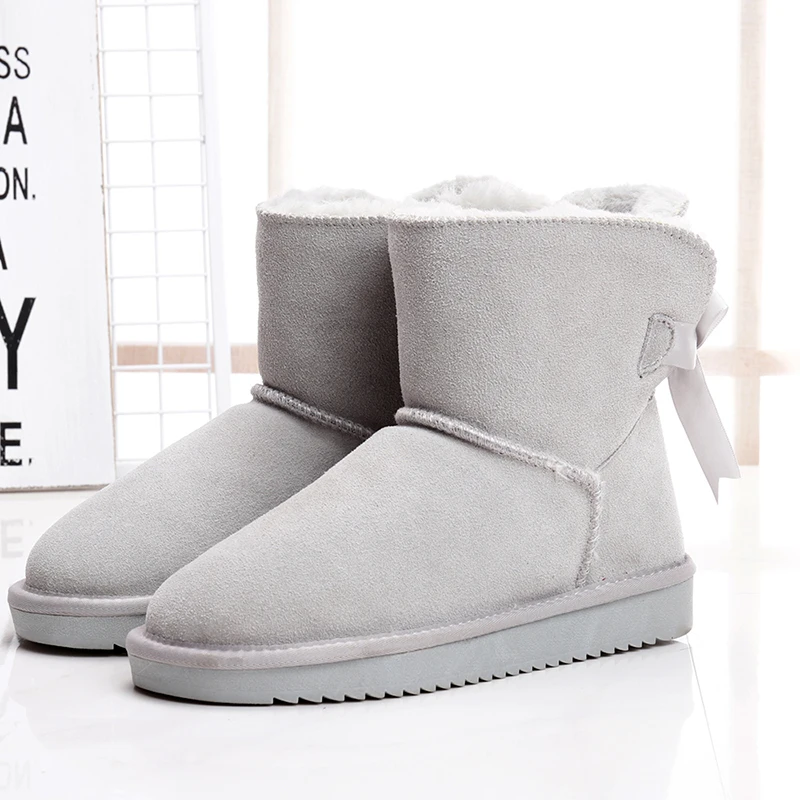 GRWG-Botas de nieve cálidas para mujer, botines de piel de vaca auténtica, talla 35-44, invierno, 100%