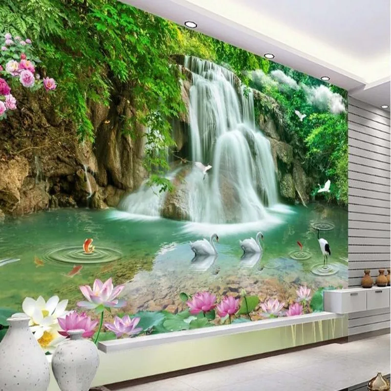 

wellyu Custom large - scale murals three - dimensional landscape waterfalls landscape 3D TV background wall wallpaper