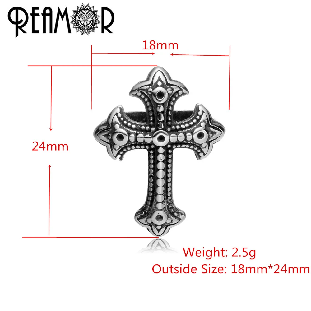 REAMOR 12*6mm Antique Pattern 316l Stainless Steel Cross Spacer Charm Beads For DIY Jewelry Making Men Bracelet Accessories