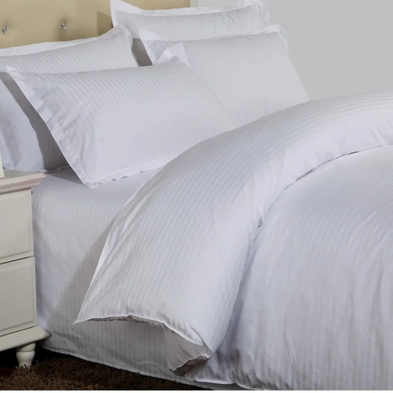 White Stripe Hotel Duvet Cover 100% Cotton Luxury Satin Quilt Cover Star Hotel Bedding Wholesale