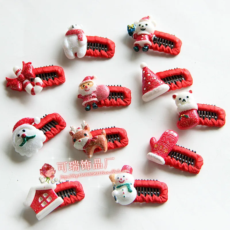 

50pcs Christmas hairpin safety clip female Pet hair ornament Princess Cartoon head hair clip less hair Dog hairpin 50pcs