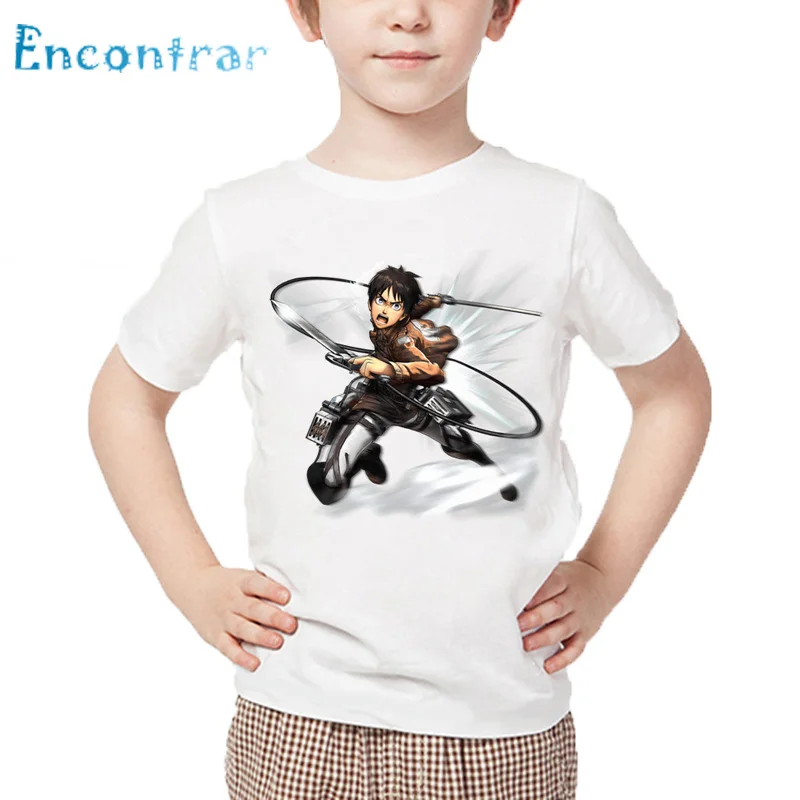 Size 3T-9T,Kids Japanese Anime Attack On Titan Print T shirt Children Summer White Tops Boys and Girls Casual T-shirt,HKP483