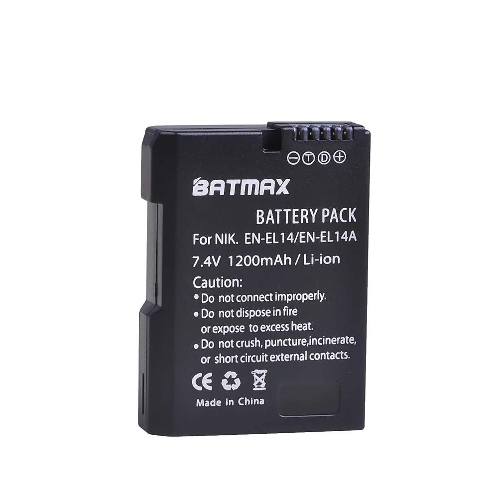 Batmax EN-EL14 Bateria EN-EL14A EL14 1200mAh Bateria do aparatu Nikon DF D3100 D3200 D3300 D3400 D5600 D5100 D5200 P7000 P7800