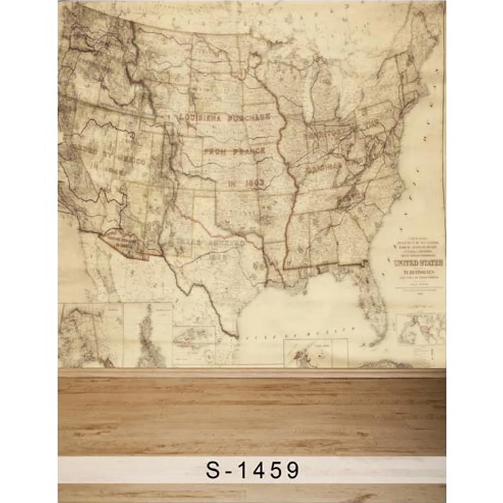 Old World Map Wall Photography Backdrop Retro Vintage Wooden Floor Newborn Baby Genius Kids Children Photo Studio Backgrounds