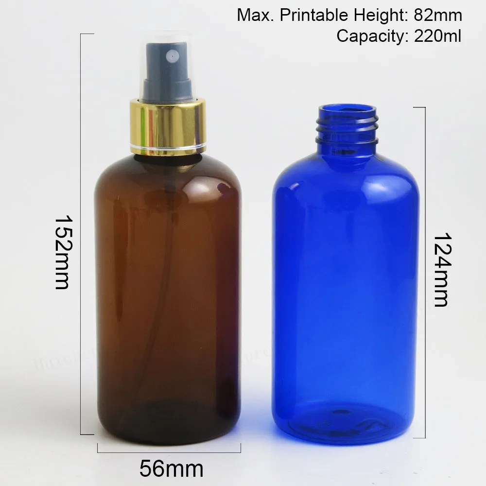 20X220ml wielokrotnego napełniania PET plastikowa butelka z perfum ze złotym rozpylacz mgiełki do twarzy plastikowe perfumy Atomizer 220cc pet pojemnik na kosmetyki