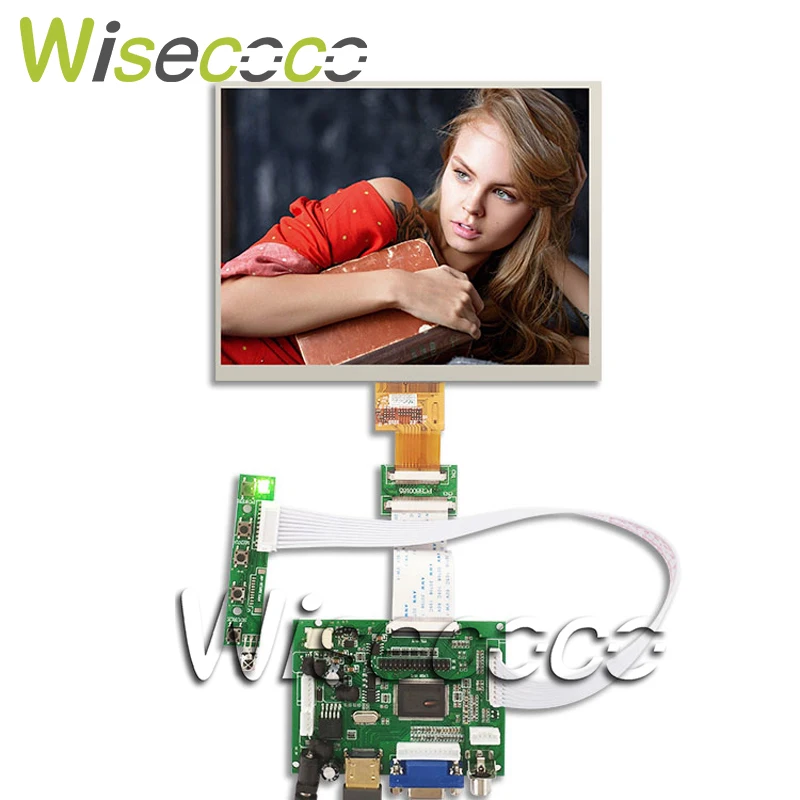 

Wisecoco 8"inch HE080IA-01D 1024*768 IPS high-definition LCD Display For Raspberry Pi VGA AV Control Driver Board