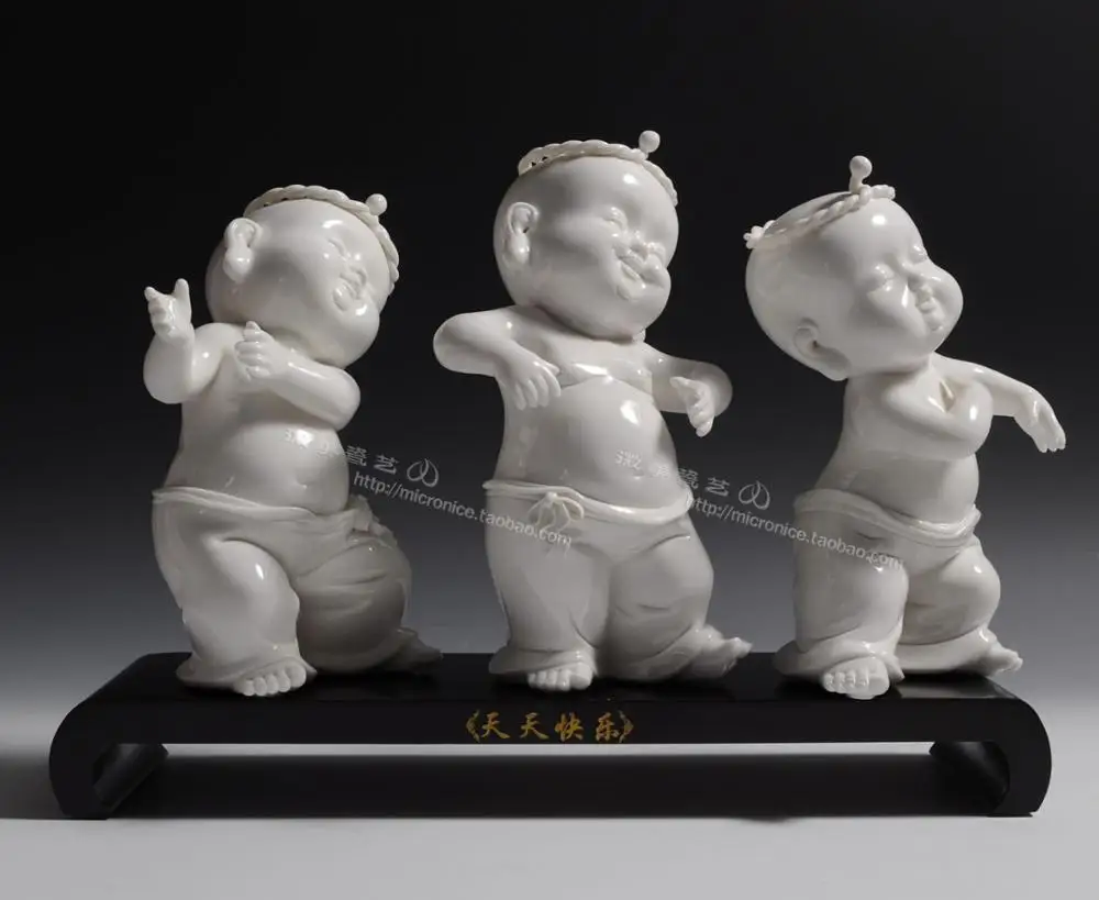 Happy every day three sets of lovely ornaments creative entrance Hotel Art Ceramic boy animal desktop