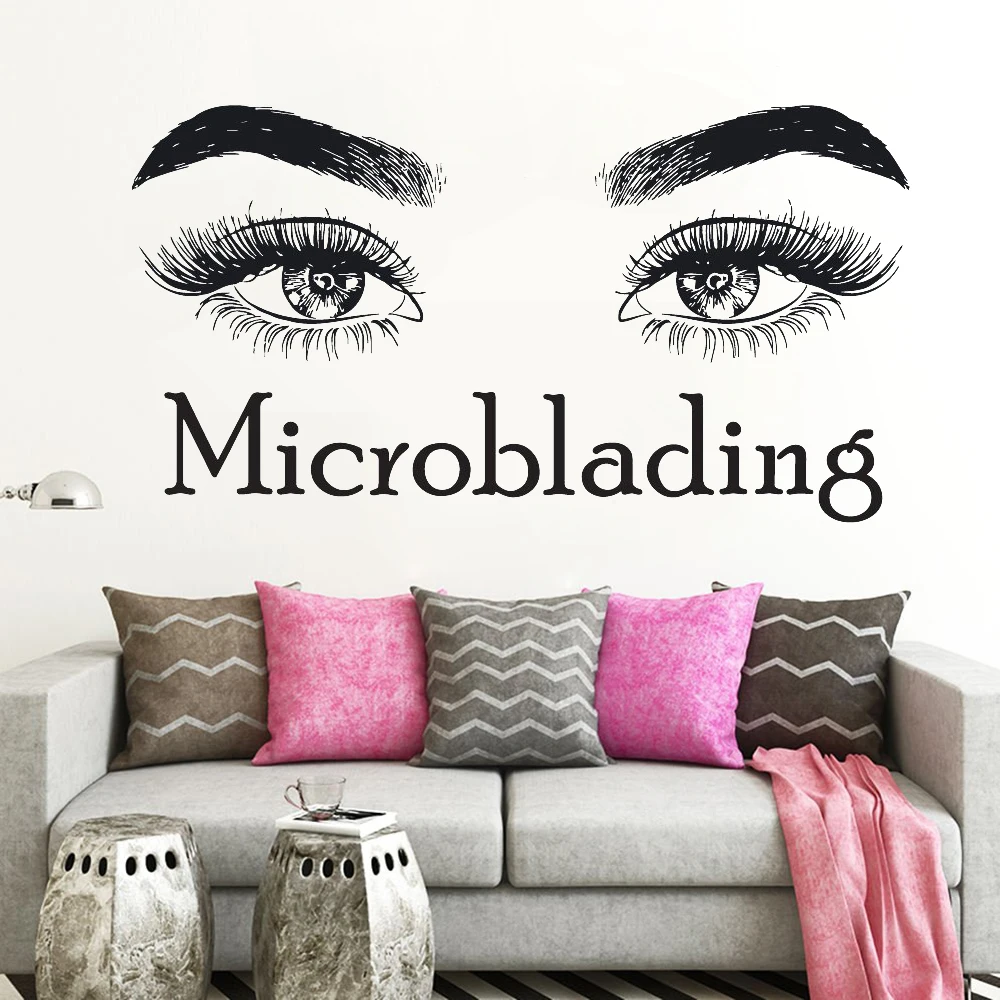 Eyelashes Lashes Makeup Quote Microblading Wall Decal Sticker Beauty Salon Wall Decor Cosmetics Mascara Vinyl Decals Brows D338