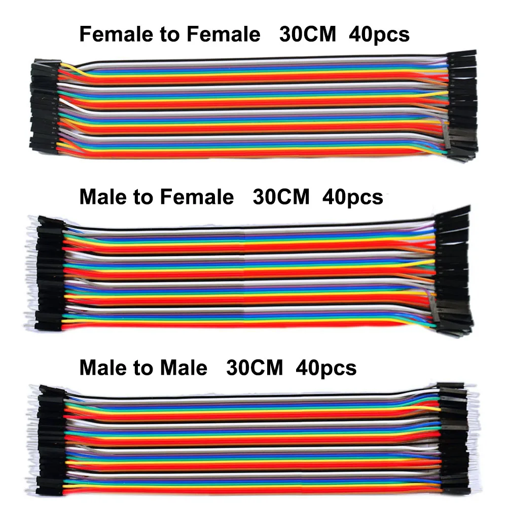 Cabo Dupont para arduino, macho para macho + macho para fêmea e fêmea para fêmea, 30cm, 120pcs