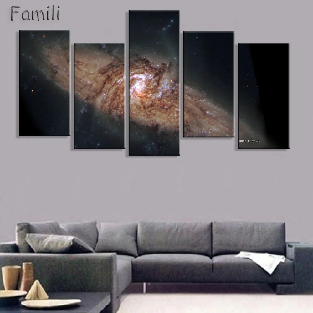 5Pcs Painting Calligraphy Milky Way Stars Canvas Prints Modern Artwork Picture Photo Printed Abstract Canvas Wall Art Home Decor