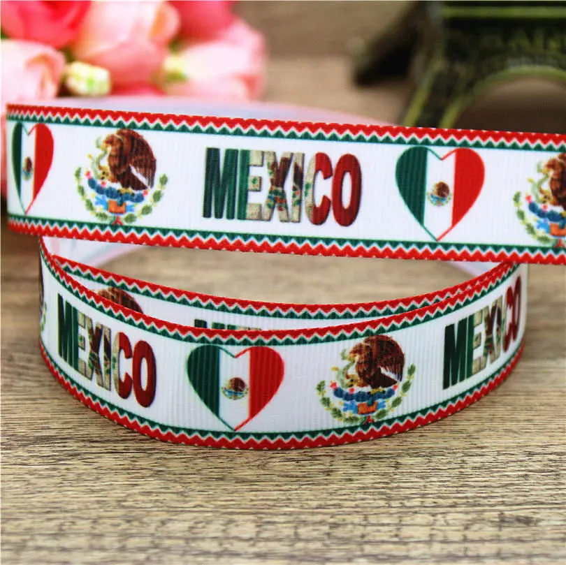 DHK 7/8\'\' 5yards brazil mexico gemany flag printed grosgrain ribbon Accessory hairbow headwear DIY decoration 22mm C1227