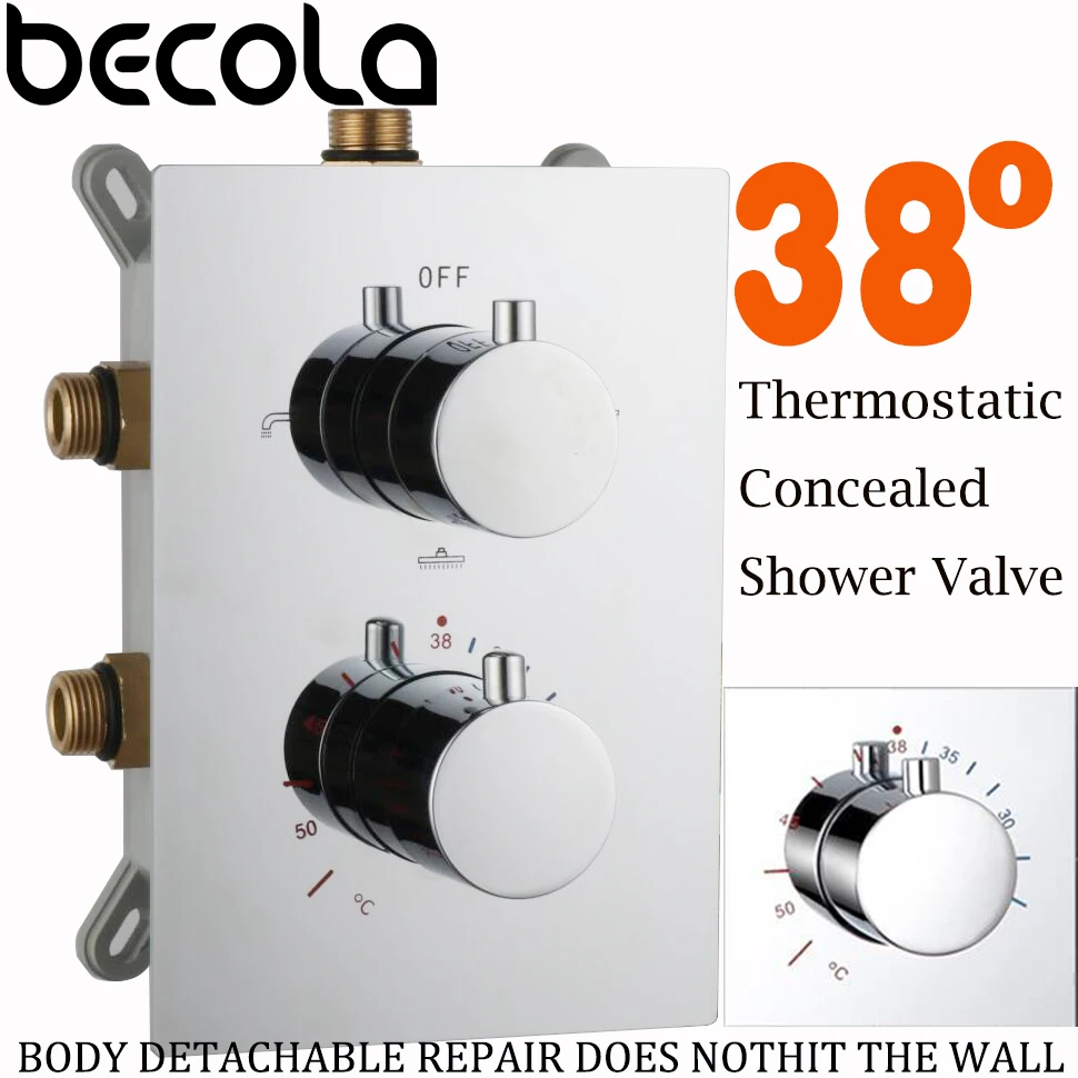 Free Shipping Thermostatic Shower Faucet Mixing Valve 2 or 3 Ways Concealed Easy-mount Box Brass Concealed Valve Wall Mount