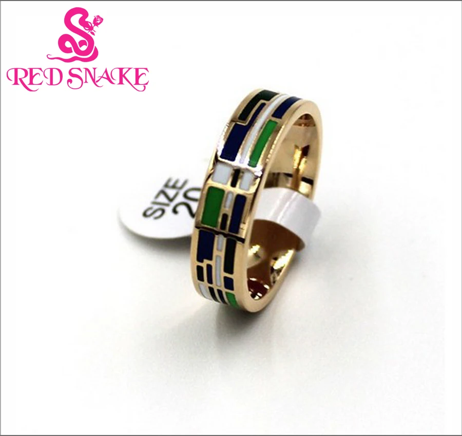 RED SNAKE Promotions Newest Ring Rose Gold-color Ribbon Design Imaginative Boxes Enamel Jewelry Ring Thin 0.6cm Width