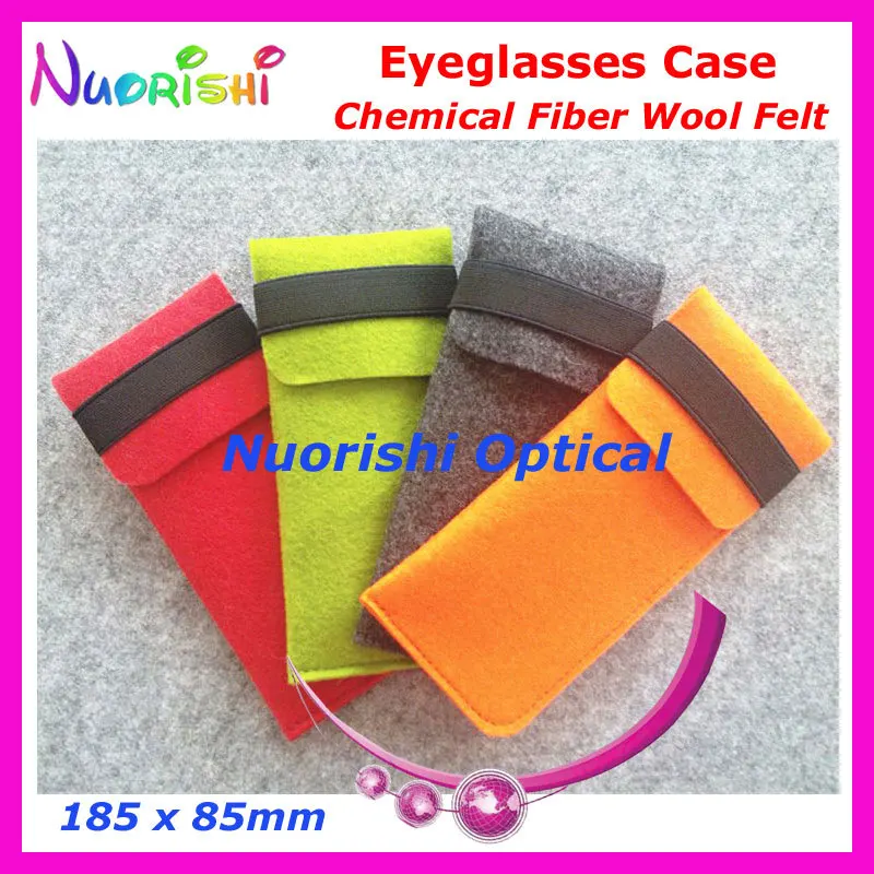 20pcs 4 Colors Fashion Industrial Felting Wool Fibre With Flap Glasses Eyeglass Sunglasses Case Pouch Bag WF06 Free Shippin