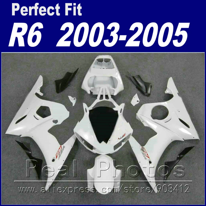 High quality bodywork for YAMAHA R6 fairing kit 2003 2004 2005 white  black Fit  YZF R6 fairings 03 04 05