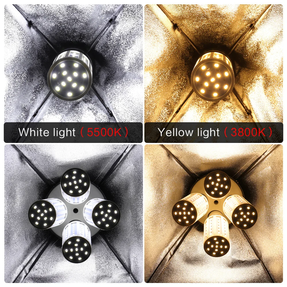 4pcs 20W LED High Bright Photography Corn Lighting Bulbs E27 Base Cool White Warm Yellow Light For Softboxes Photo Video  Studio
