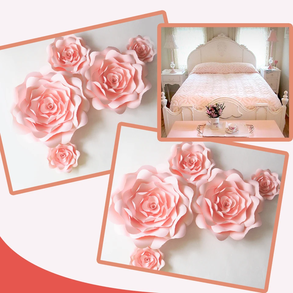 DIY Artificial Flowers Fleurs Artificielles Backdrop Giant Paper Rose 5PCS For Wedding Party Decoration Living Room Baby Shower