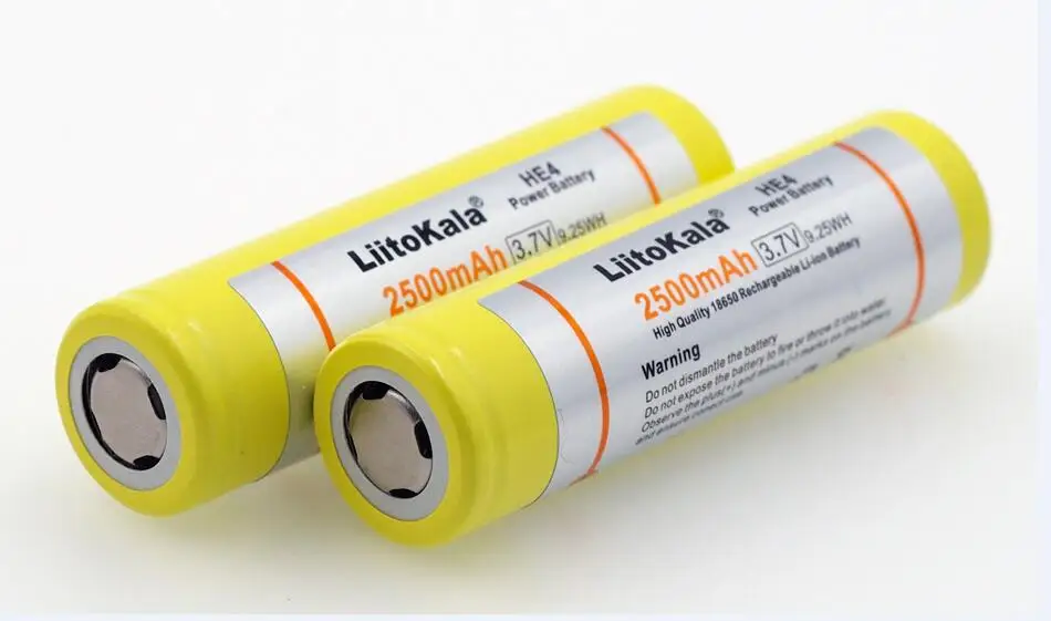 الجديد he4 liitokala 18650 ليثيوم أيون بطارية 3.7 فولت 2500 مللي أمبير بطارية يمكن عقد الإلكترونية الخاصة 20a 30a التفريغ