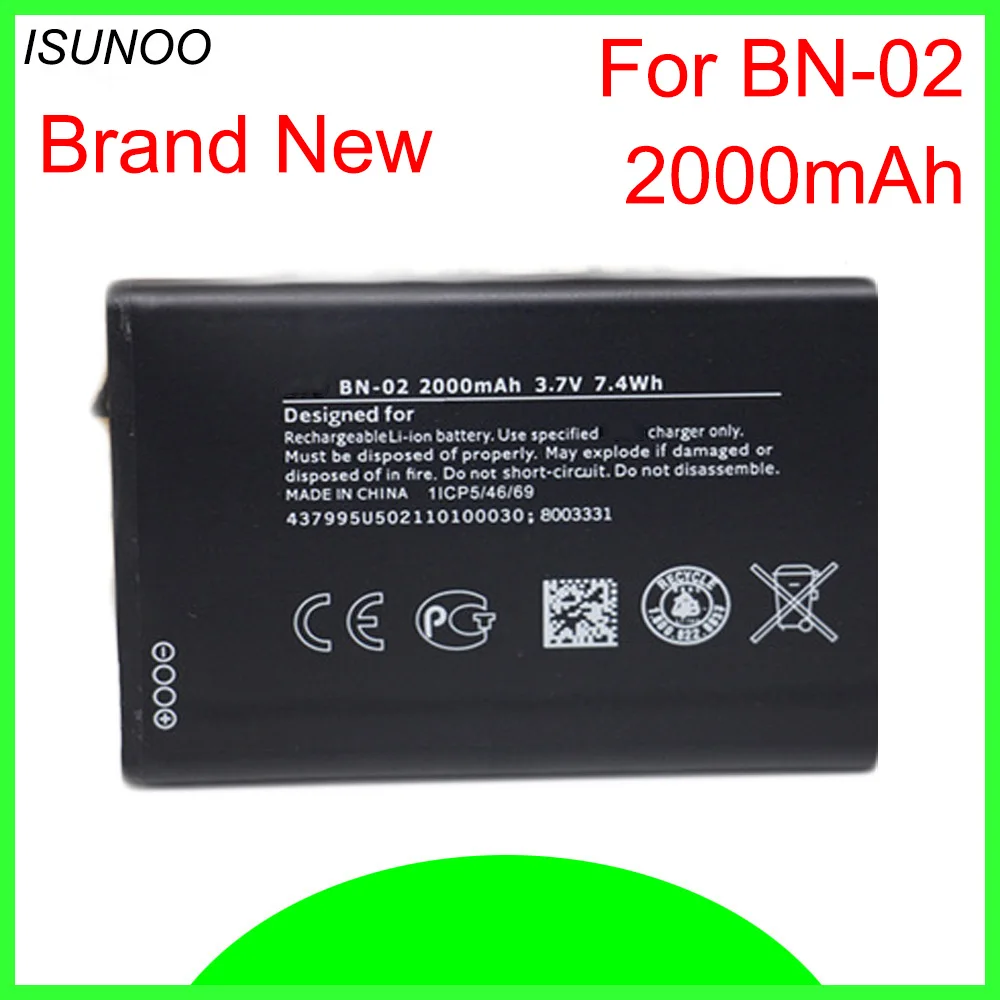 

ISUNOO Bateria BN02 BN-02 2000mAh Replacement Battery For Nokia XL/XL 4G RM-1061 RM-1030 RM-1042 For BYD BN-02