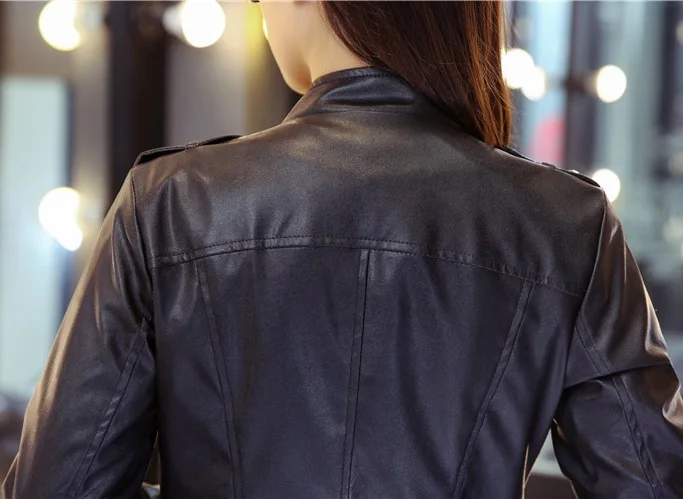 Spring and Autumn new PU short paragraph women \'s leather garments motorcycle leather jackets large size Slim women