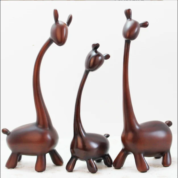 European style Modern abstract deer family resin home decoration miniature figurine for new year festival 3pcs/set