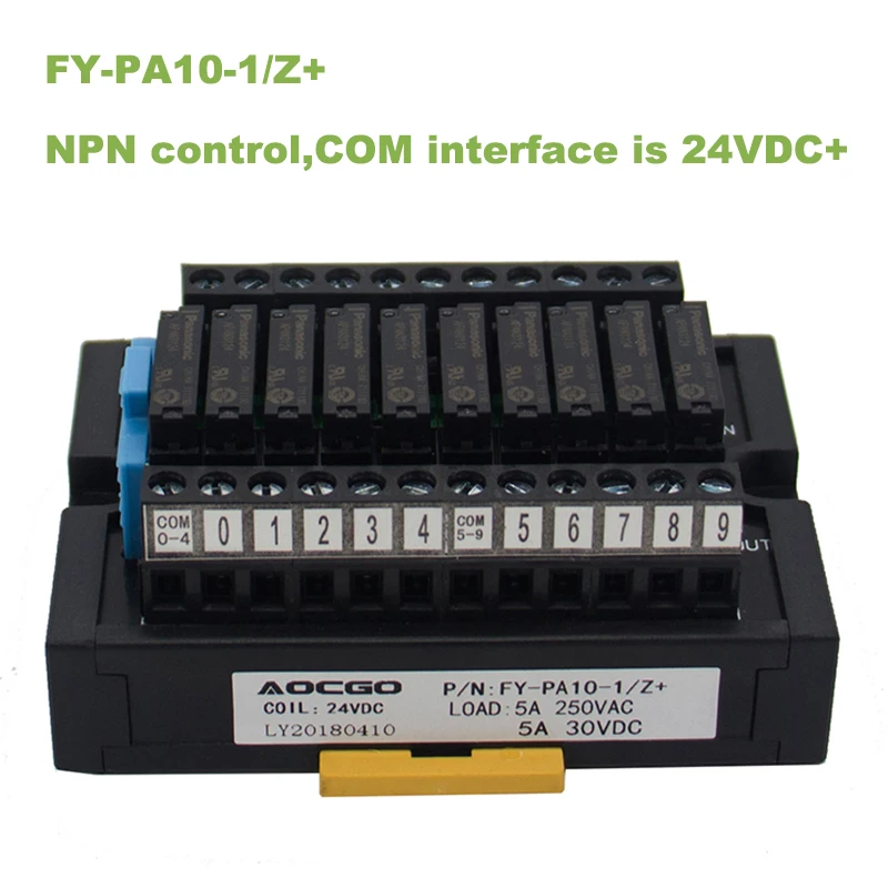 

10 Slim relay NPN Control 24V DIN Mounted relay module