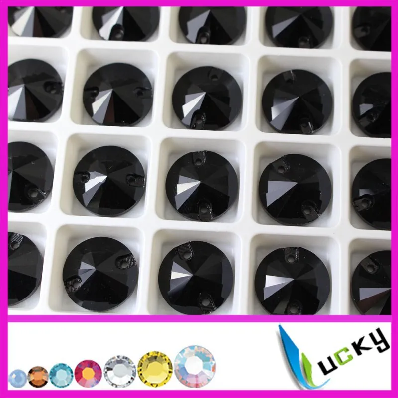 ture jet Black color really crystal  rivoli 10/12/14/16/18mm  sew on crystal  round shape shine as austria crystal