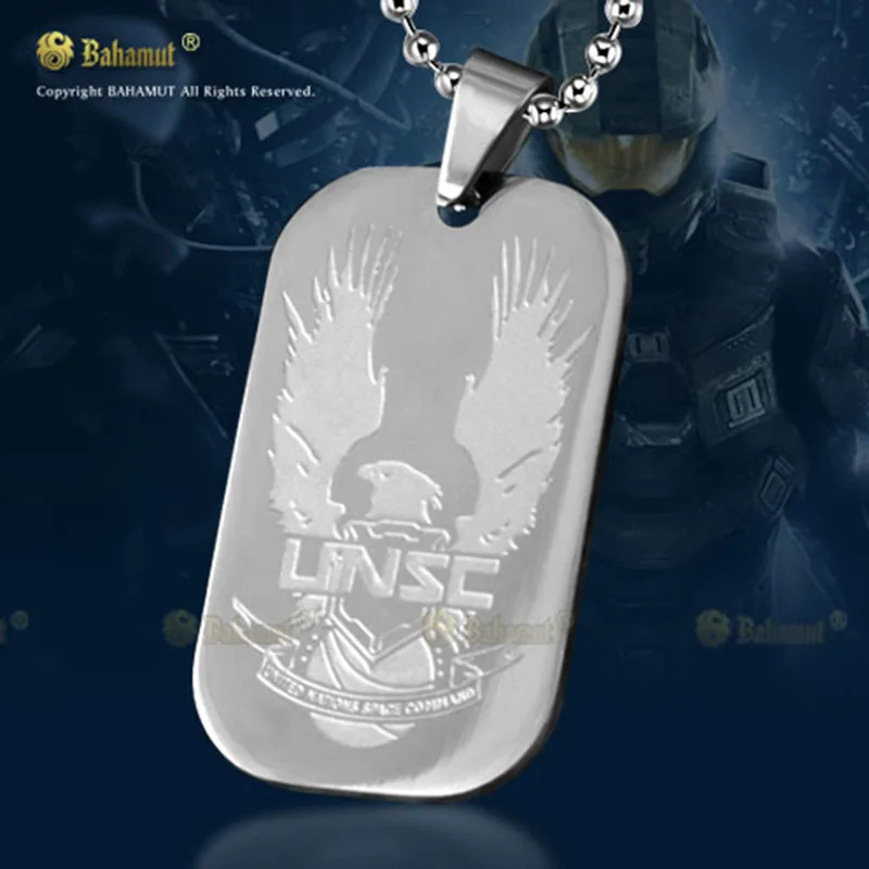 Hot Game Jewelry 3 Styes Halo UNSC Noble Dog Tag Necklace Pendant Titanium Steel Chain for Men Boy Student Costume Jewelrys