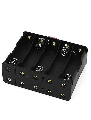 Black 2 Wires Cables Two Layers 10 x 1.5V AA Batteries Battery Holder Case Box