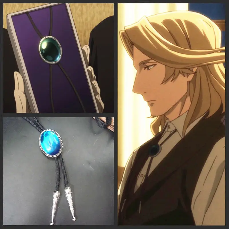 The Ancient Magus' Bride Ainsworth Elias Cosplay Cross Necklace Blue Gem Pendant Model Toy Gift Collection Bolo Tie Anime