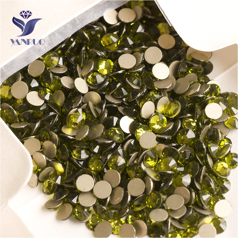 YANRUO 2058NoHF Olivine Stones And Crystals Glue On Strass Flatback Non Hotfix Rhinestones for Sewing Dress Handiwork