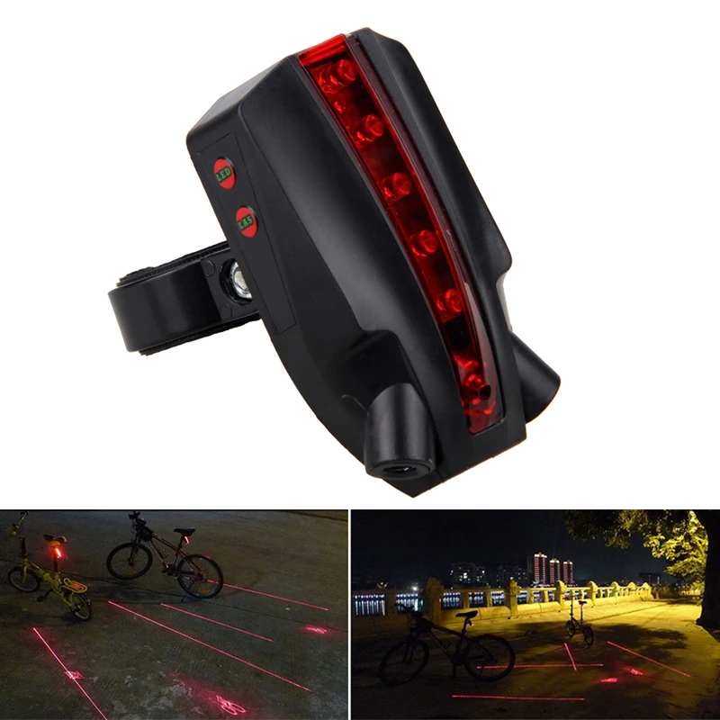 Cycling Projector Tail Light 2 LD+5 LED Logo Projection Bike Warning Light Bicycle Tail Lamp Beam Safety Warning Torch