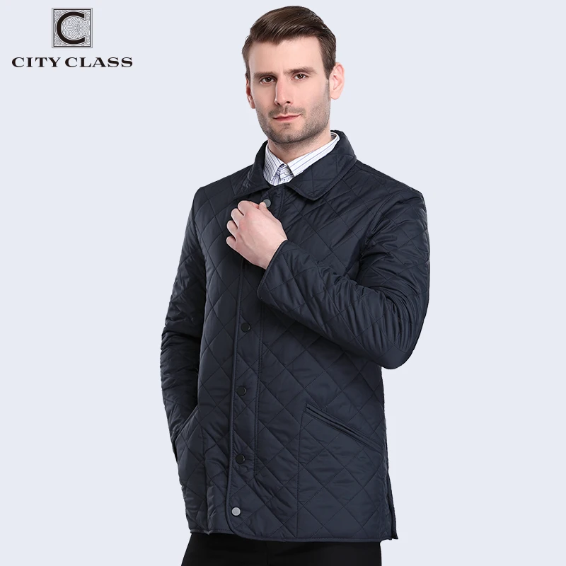 CITY CLASS New Business Spring Autumn Mens Quilted Jackets Fashion Lining Fleece Casual Coat Tops For Male 15307